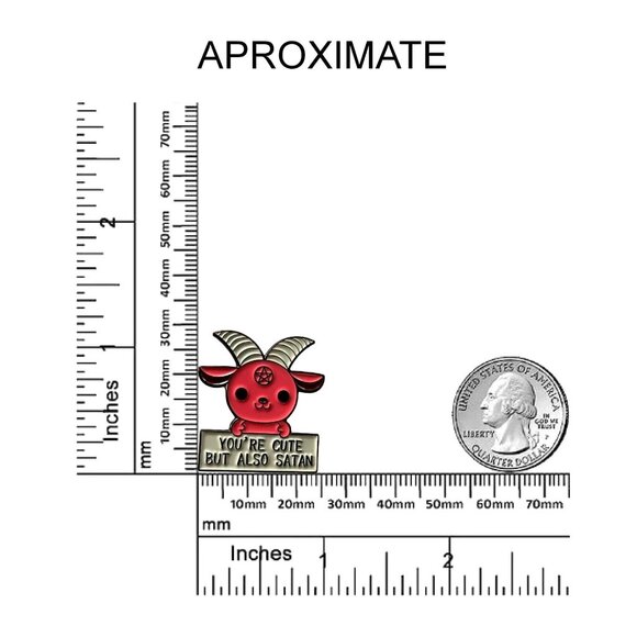 ✨Cute but Satan Goat Pentagram Gothic Dark Evil Metal Pin Badge Brooch Enamel✨ - Picture 6 of 6